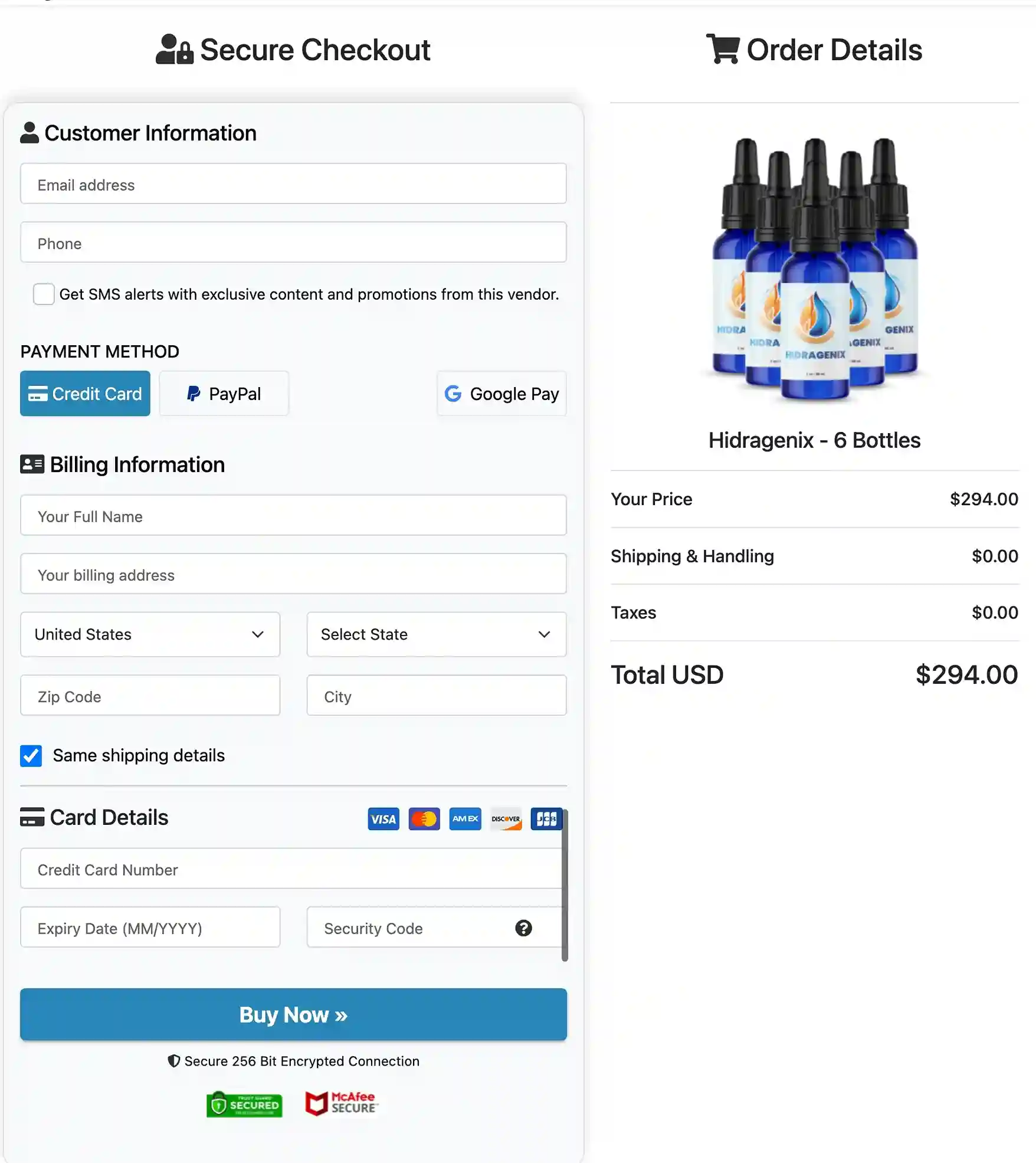 Hidragenix Secure Payment – All Major Cards Accepted, BuyGoods Verified Checkout
